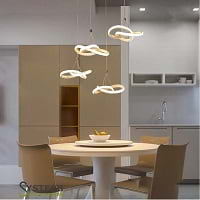 Thumbnail Modern 4 Lights LED Pendant Light With Twisted Metal Shade In WhiteWarm Light   1629794616 